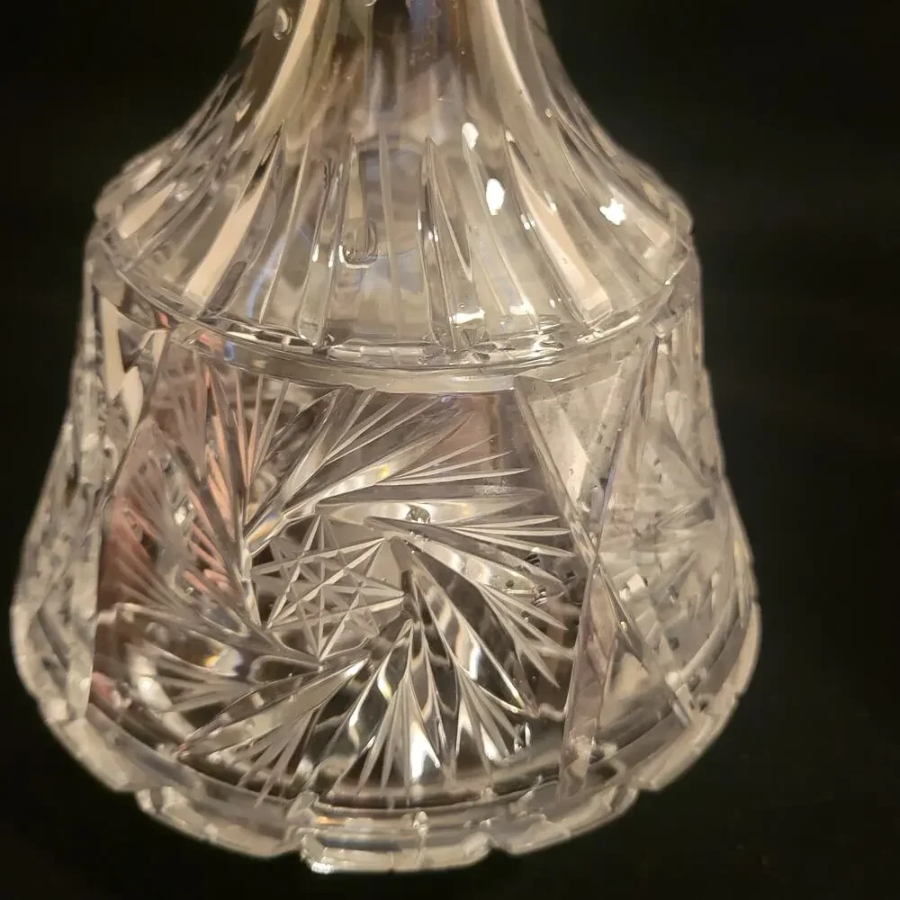 Vintage Rare Glass Crystal Decanter Carafe with stopper Floral Cut Bohemian